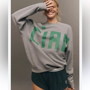 Clare V Melange Oversized Sweatshirt in Gray Grey